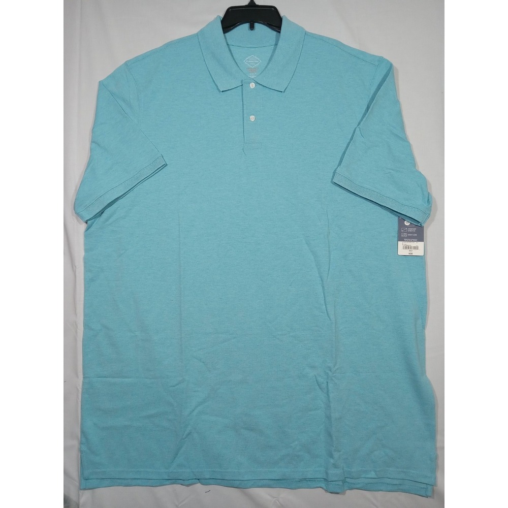 St John's Bay Polo Men's 3XLT Blue Delphnium Heather Comfort Stretch Classic Fit